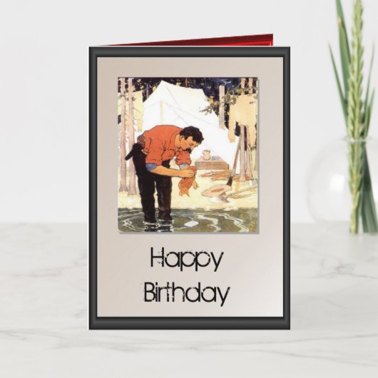 ハッピーバースデー – 夕食の魚を洗う カード (正面)