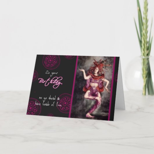 ハッピーバースデー、大量のおもしろい、ヴィンテージダンサー カード (正面)