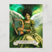 ハッピーバースデー。天使とハープ ポストカード (正面)