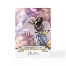 ハッピーバースデー。天使と蝶カード