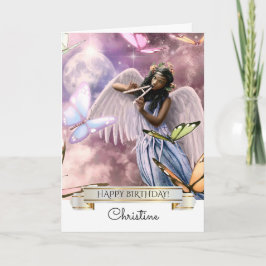 ハッピーバースデー。天使と蝶カード カード