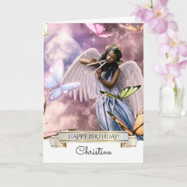 ハッピーバースデー。天使と蝶カード カード