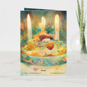 ハッピーバースデー!女の子と美しいケーキとカード カード (裏面)