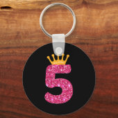 ハッピーバースデー、女の子5パーティー5歳Bday キーホルダー (正面)