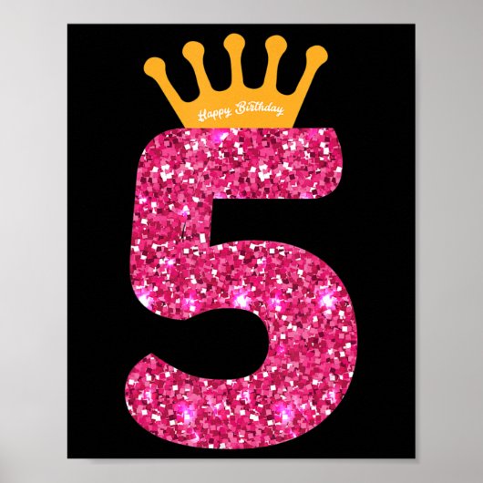 ハッピーバースデー、女の子5パーティー5歳Bday ポスター (正面)