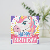 ハッピーバースデー 女の子 誕生日 ユニコーン オーダーメイド 名前 テキスト (スタンド正面)