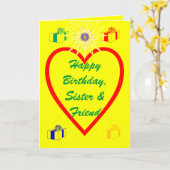 ハッピーバースデー、姉妹及び友人 カード (黄色い花)