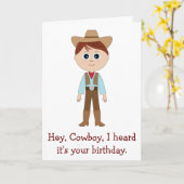 ハッピーバースデー，孫のカウボーイ カード (黄色い花)