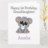ハッピーバースデー、孫娘かわいいコアラ カード (黄色い花)