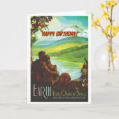 ハッピーバースデー!宇宙から地球に戻る カード (黄色い花)