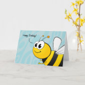 ハッピーバースデー、巨大な微笑の蜂 カード (黄色い花)