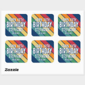 ハッピーバースデー – 年と名前を付きで追加ストライプ スクエアシール (シート)