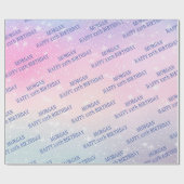 ハッピーバースデー、年齢、名前、星、ピンク&ブルー ラッピングペーパー (フラット)