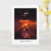 ハッピーバースデー、幸せなリターン、星団の宇宙 カード (黄色い花)