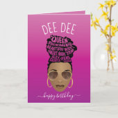 ハッピーバースデー!強い黒人女性ホットピンク カード (黄色い花)