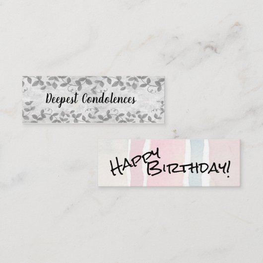 ハッピーバースデー/心よりのお悔やみ スキニー名刺 (正面/裏面)