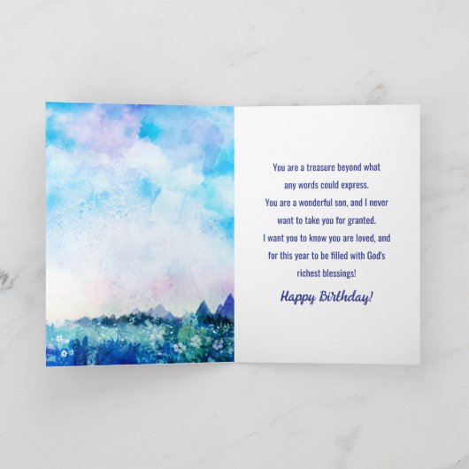 ハッピーバースデー、息子、あなたはいつも私たちのハート シーズンカード (内部)