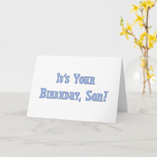 ハッピーバースデー、息子、白のライトブルー文字。 カード (黄色い花)