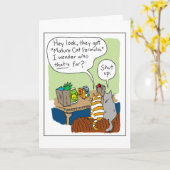 ハッピーバースデー-成長した猫の方式 カード (黄色い花)