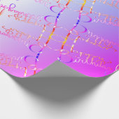 「ハッピーバースデー!」 手 – ピンク書パープルグラデーション ラッピングペーパー (角)