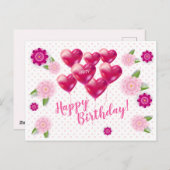 ハッピーバースデー!招待状カードフローラ装飾 ポストカード (正面/裏面)