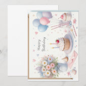 ハッピーバースデー 招待状 (正面/裏面)