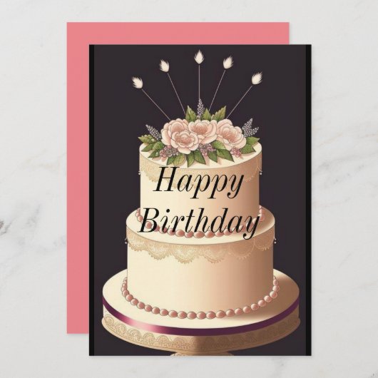 ハッピーバースデー 招待状 (正面/裏面)