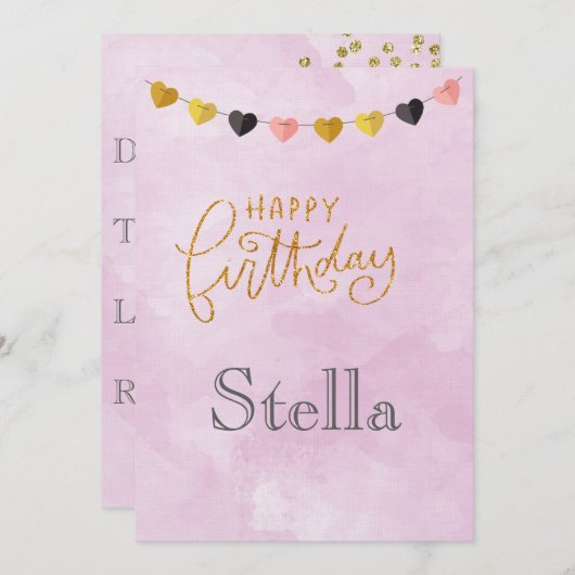 ハッピーバースデー 招待状 (正面/裏面)