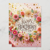 ハッピーバースデー 招待状 (正面/裏面)