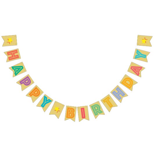 ハッピーバースデー☆数々の色の古い金ゴールド色 バンティングフラッグ (全)