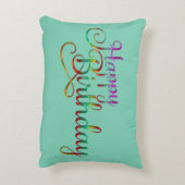 ハッピーバースデー- 文字デザイン +独自のアイディア アクセントクッション (裏面(縦))