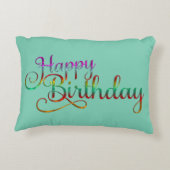 ハッピーバースデー- 文字デザイン +独自のアイディア アクセントクッション (裏面)