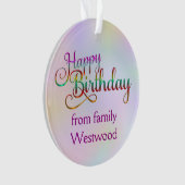 ハッピーバースデー- 文字デザイン +独自のアイディア オーナメント (正面)