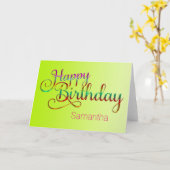 ハッピーバースデー- 文字デザイン +独自のアイディア カード (黄色い花)