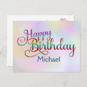 ハッピーバースデー- 文字デザイン +独自のアイディア ポストカード (正面/裏面)