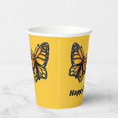 ハッピーバースデー（昆虫）オオカバマダラ、モナークバタフライウォーター色 紙コップ (右)