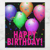 ハッピーバースデー!明るいバルーンボトルラベル ワインラベル (シングルラベル)