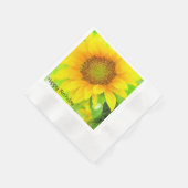 ハッピーバースデー～明るく明るい黄色のひまわり 縁ありカクテルナプキン (角)