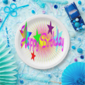 "ハッピーバースデー"星 ペーパープレート (パーティー)