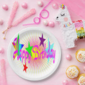 "ハッピーバースデー"星 ペーパープレート (パーティー)