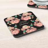 ハッピーバースデー-春のモモの花園 コースター (左側)