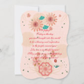 ハッピーバースデー-春ピーチフラワーズガーデンデコール 招待状 (裏面)