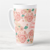 ハッピーバースデー-春ピーチフラワーズガーデン カフェラテマグ (左アングル)