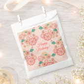 ハッピーバースデー-春ピーチフラワーズガーデン フェイバーバッグ (クリップ留めされた状態)