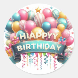 "ハッピーバースデー"最もミニマルエレガントリスト ラウンドシール