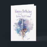 ハッピーバースデー、最高のFriend Wolf、Wolves Card カード<br><div class="desc">素晴らし木の最高の野生動物の芸術と友情の引用文から振り返る水色のオオカミの動物とオオカミや動物を愛する友感動的人のための画像</div>