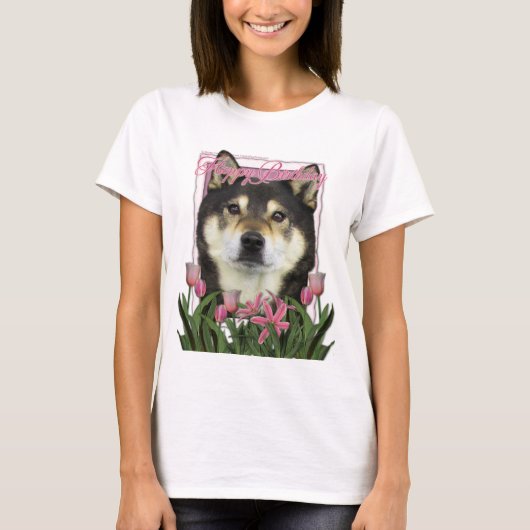 ハッピーバースデー-柴犬- Yasha Tシャツ (正面)