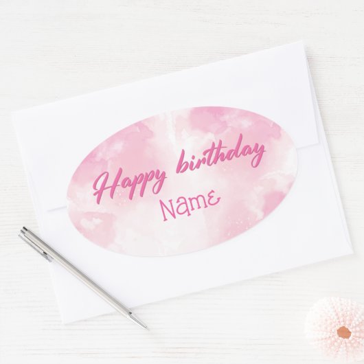 ハッピーバースデー 楕円形シール (封筒)