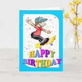 ハッピーバースデー、極度なスケートボーダー カード (黄色い花)