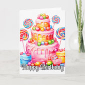 ハッピーバースデー | 楽しむおいしいケーキ カード (正面)